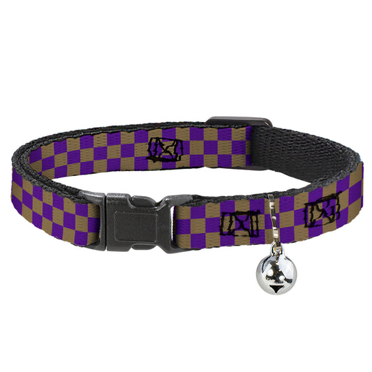 Cat Collar Breakaway - Checker Purple Gold