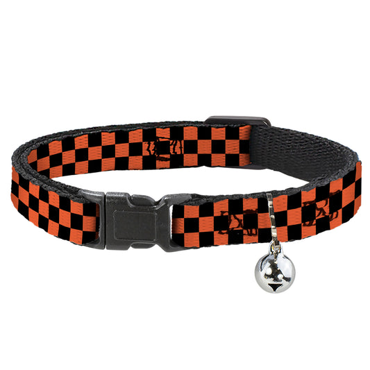 Cat Collar Breakaway - Checker Black Orange