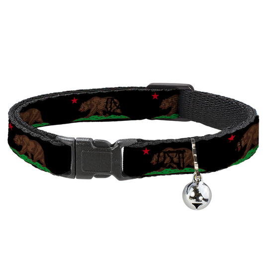 Cat Collar Breakaway - California Flag Bear Black