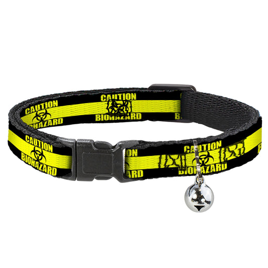 Cat Collar Breakaway - CAUTION BIOHAZARD Black Yellow