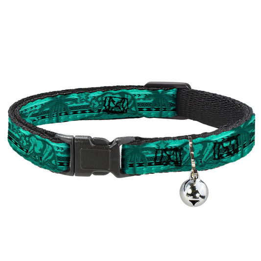 Cat Collar Breakaway - Cali Bear Palm Trees Geometric Green