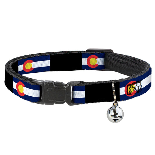 Cat Collar Breakaway - Colorado Flags3 Black