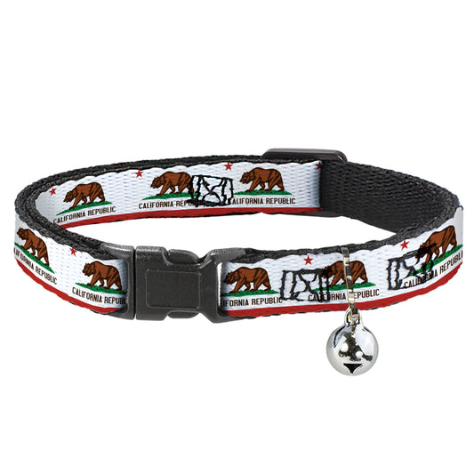 Cat Collar Breakaway - California State Flag White