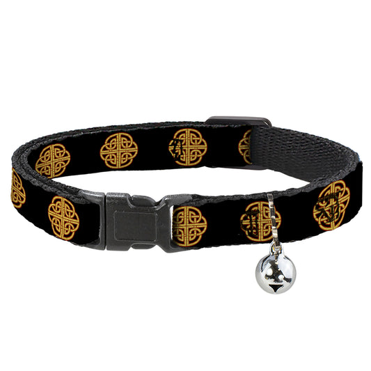 Cat Collar Breakaway - Celtic Knot Black Burgundy Gold