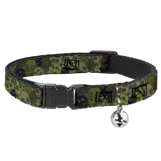 Cat Collar Breakaway - Camo Olive Skull Yard