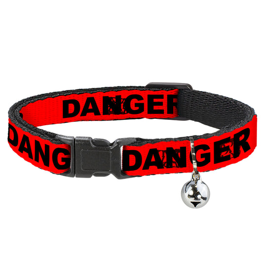 Cat Collar Breakaway - DANGER Text Red Black