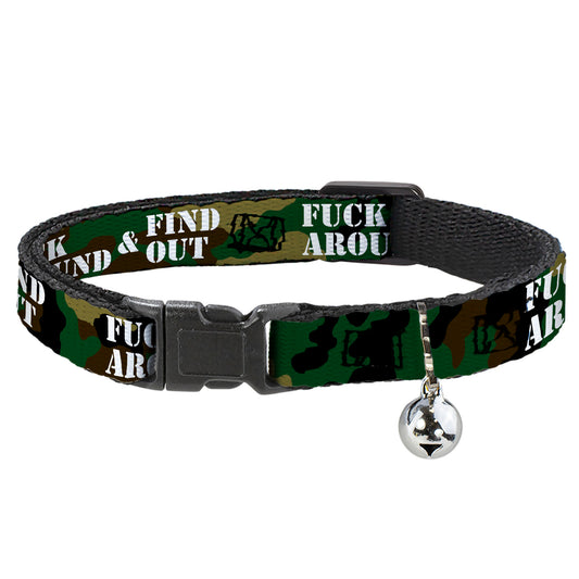 Cat Collar Breakaway - FAFO FUCK AROUND & FIND OUT Stencil Camo White