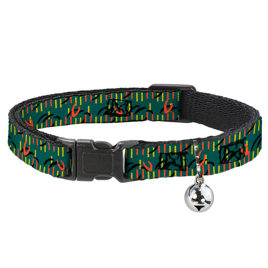 Cat Collar Breakaway - MCO Orlando International Airport Carpet Teal Orange Yellow Black