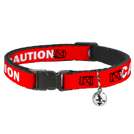 Cat Collar Breakaway - Pet Quote CAUTION Red White