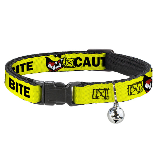 Cat Collar Breakaway - Pet Quote CAUTION I BITE Dog Growl Yellow Black