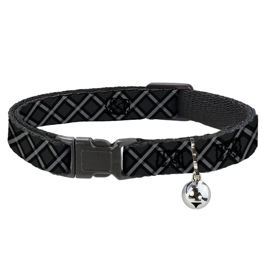 Cat Collar Breakaway - Buffalo Plaid X Charcoal Black Gray