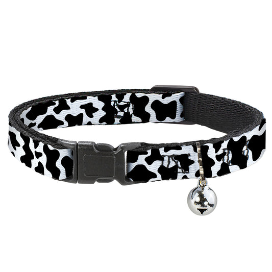 Breakaway Cat Collar with Bell - Cow Pattern Print White/Black