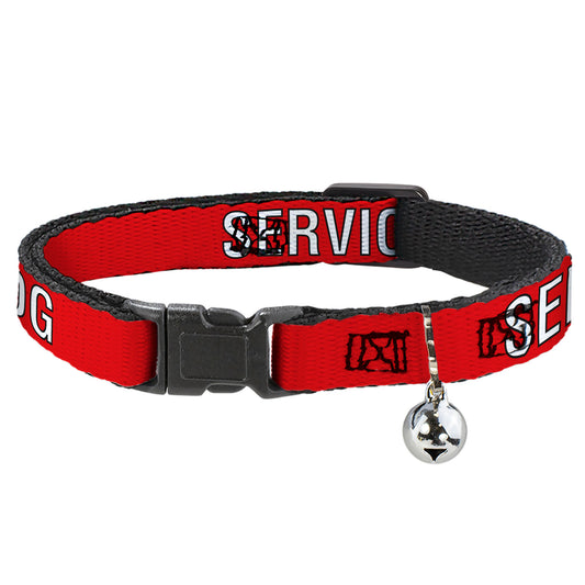 Cat Collar Breakaway - SERVICE DOG Red Black White