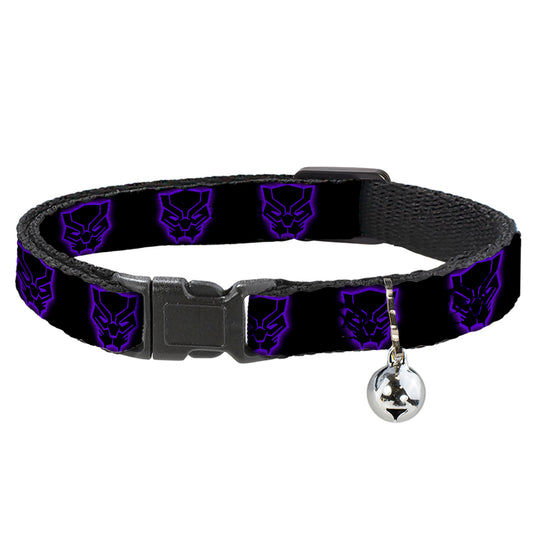 Cat Collar Breakaway - Black Panther Avengers Icon Outline Black Purple