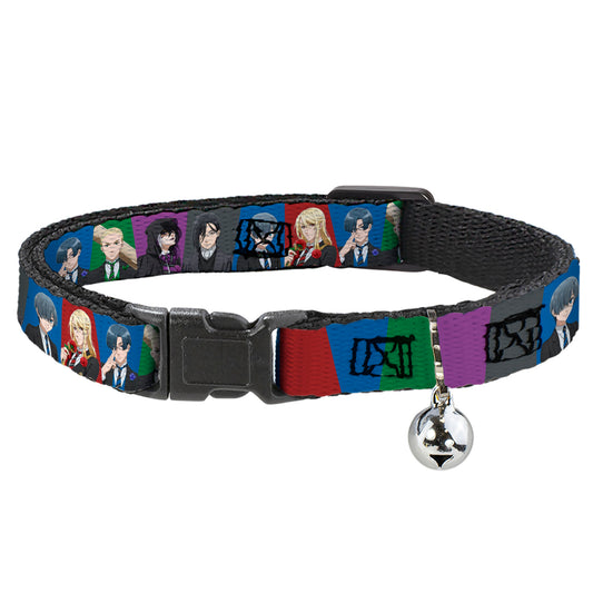 Breakaway Cat Collar with Bell - Black Butler Six Character Pose Blocks Multi Color