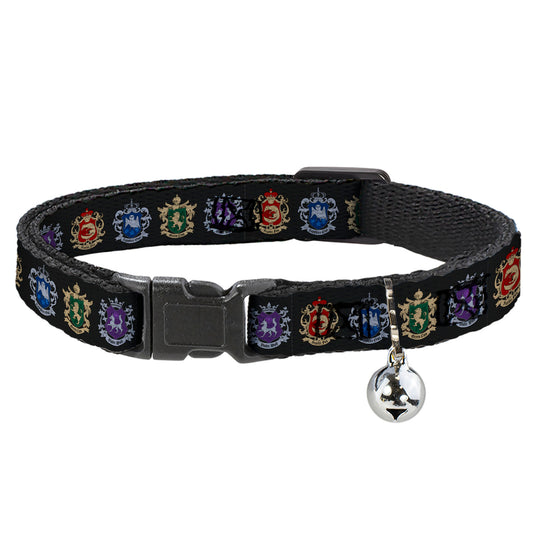Breakaway Cat Collar with Bell - Black Butler Public School Arc House Crest Icons Black