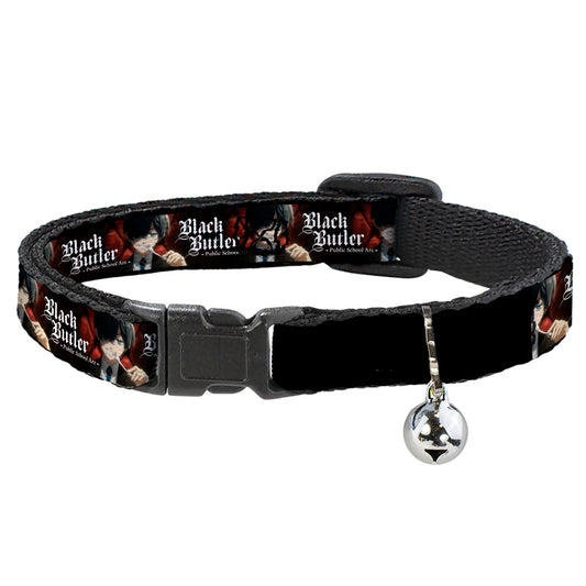 Breakaway Cat Collar with Bell - BLACK BUTLER Ciel Phantomhive Fork Pose and Title Logo