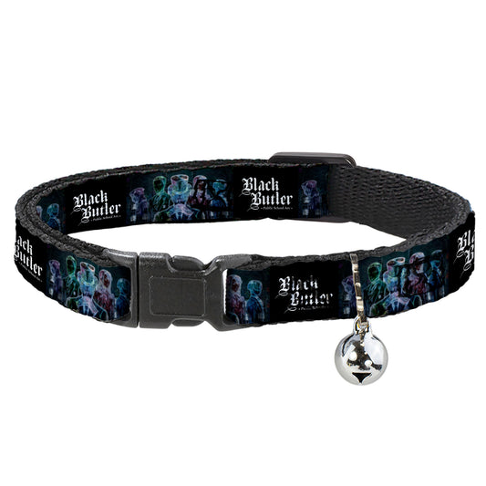 Breakaway Cat Collar with Bell - BLACK BUTLER Five Character Group Pose and Title Logo Black