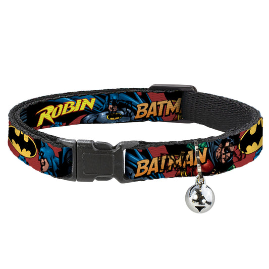 Cat Collar Breakaway - Batman & Robin in Action w Text Burgundy