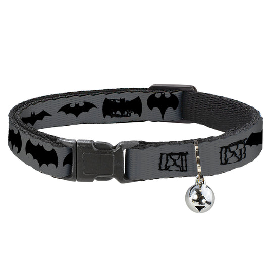 Cat Collar Breakaway - Bat Logo Transitions Gray Black