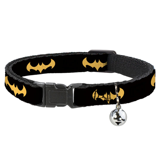 Cat Collar Breakaway with Bell - DC League of Super-Pets Batman Bat Logo Black Yellow