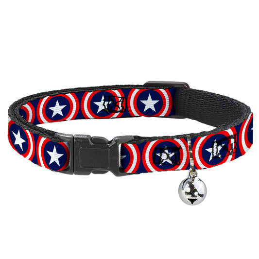MARVEL UNIVERSE Cat Collar Breakaway - Captain America Shield Repeat Navy