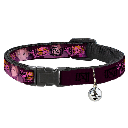 Breakaway Cat Collar with Bell - MUSHOKU TENSEI Rudeus and Paul Pose and Title Logo Pinks