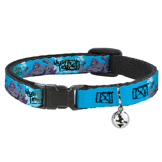 Breakaway Cat Collar with Bell - MUSHOKU TENSEI Badigadi Flex Pose and Title Logo Blue