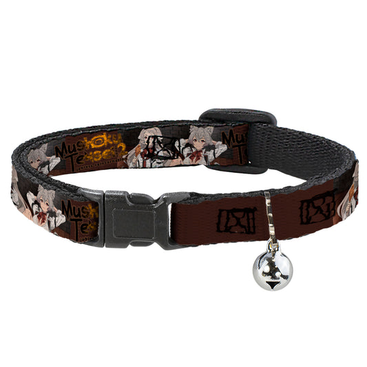 Breakaway Cat Collar with Bell - MUSHOKU TENSEI Pursena and Minitona Pose and Title Logo Brown