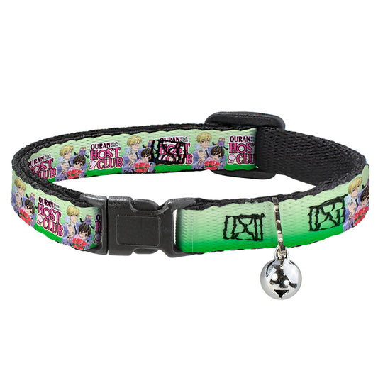 Breakaway Cat Collar with Bell - OURAN HIGH SCHOOL HOST CLUB Haruhi and Friends Group Pose and Title Logo Greens