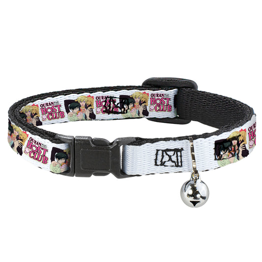Breakaway Cat Collar with Bell - OURAN HIGH SCHOOL HOST CLUB Kyoya Haruhi and Antoinette Pose and Title Logo White