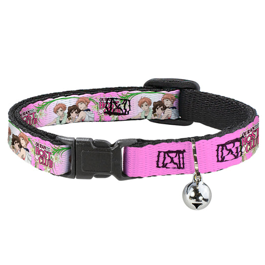 Breakaway Cat Collar with Bell - OURAN HIGH SCHOOL HOST CLUB Haruhi and Hitachiin Twins Lilies Pose and Title Logo Pinks