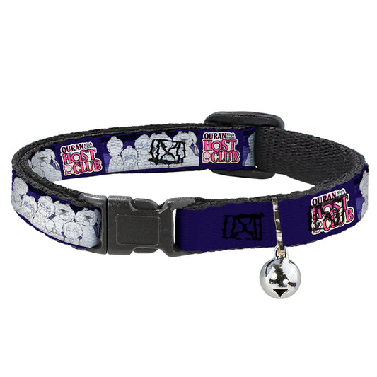 Breakaway Cat Collar with Bell - OURAN HIGH SCHOOL HOST CLUB Character Doodle and Title Logo Violet