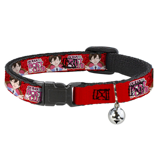 Breakaway Cat Collar with Bell - OURAN HIGH SCHOOL HOST CLUB Haruhi Smiling Pose with Roses and Title Logo Reds