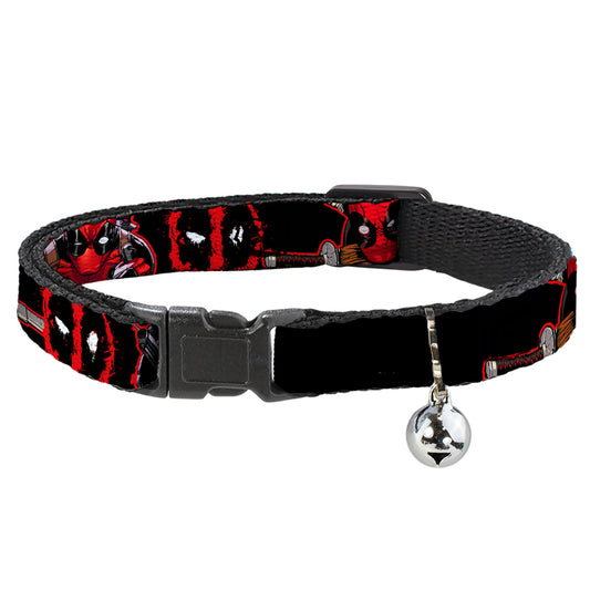 Breakaway Cat Collar with Bell - Deadpool 2-Action Poses/Splatter Logo Black/Red/White