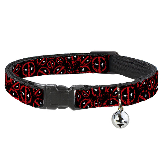 MARVEL DEADPOOL Cat Collar Breakaway - Deadpool Splatter Logo Scattered Black Red White