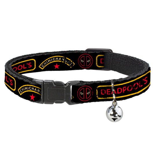 Cat Collar Breakaway - DEADPOOL'S CHIMICHANGAS and Logo Black Gold Red