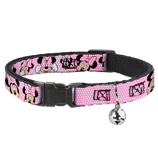 Cat Collar Breakaway - Minnie Mouse Expressions Polka Dot Pink White