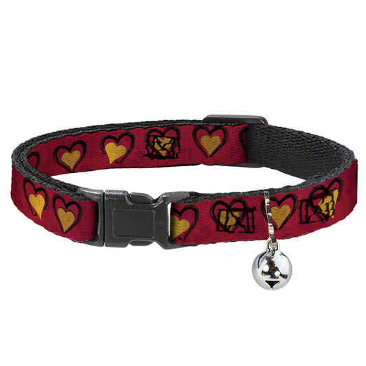 Cat Collar Breakaway - Alice in Wonderland Queen's Hearts Reds Black Gold