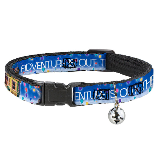 Cat Collar Breakaway - ADVENTURE IS OUT THERE Carl on Porch Flying House Balloons Blues White Multi Color