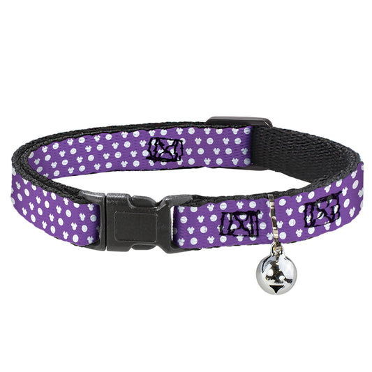 Cat Collar Breakaway - Minnie Mouse Ears Monogram Dots Purple White