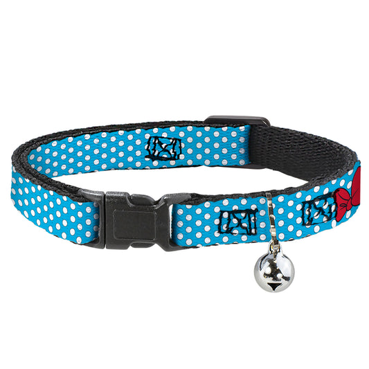 Cat Collar Breakaway - Minnie Mouse Dots Blue Black White
