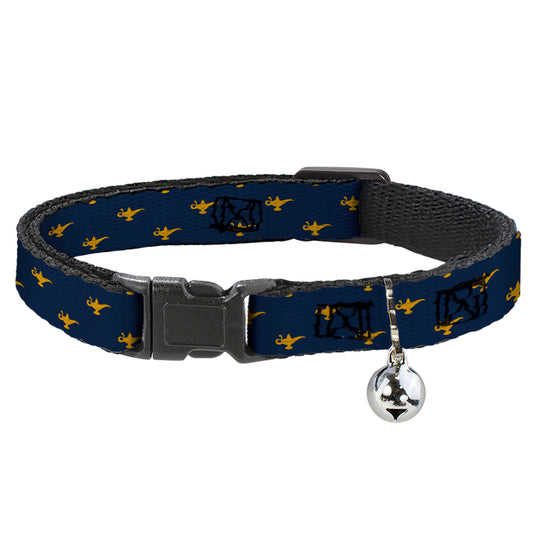 Cat Collar Breakaway - Aladdin Genie Lamp Monogram Navy Gold