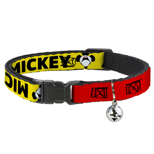 Cat Collar Breakaway - MICKEY Smiling Up Pose Flip Buttons Yellow Black Red