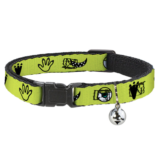 Cat Collar Breakaway - Monsters Inc. Mike 4-Icons Greens Black White