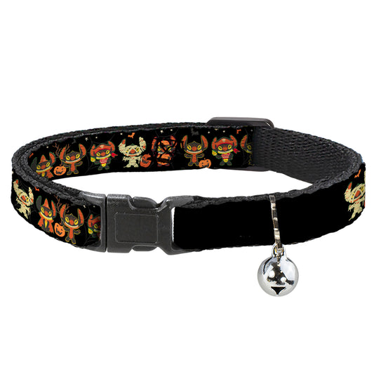 Cat Collar Breakaway with Bell - Lilo and Stitch Halloween Stitch Dress Up Poses Black - NARROW Fits 8.5-12"
