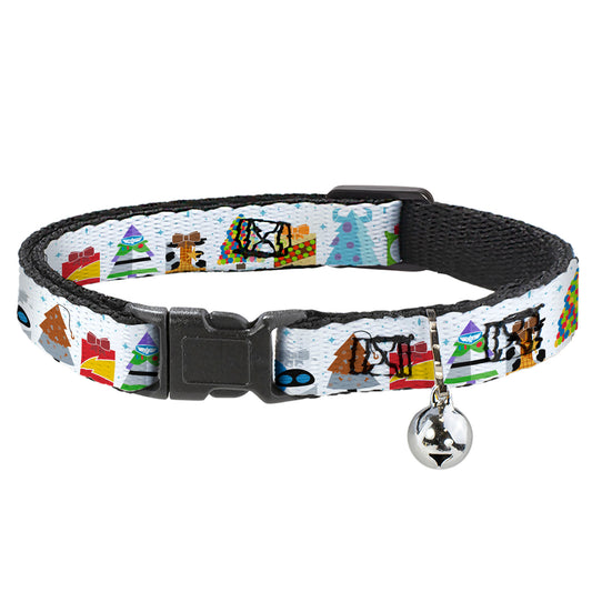 Cat Collar Breakaway with Bell - Pixar Holiday Collection Character Gifts Lineup Stars White Blues - NARROW Fits 8.5-12"
