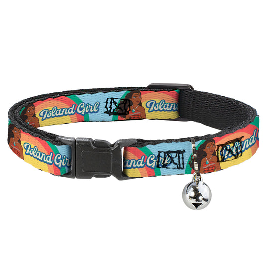 Breakaway Cat Collar with Bell - Moana ISLAND GIRL Rainbow Pose Blue/Multi Color