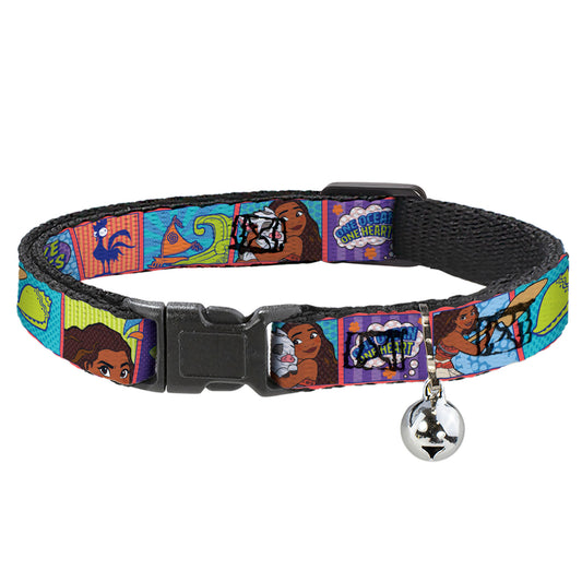 Breakaway Cat Collar with Bell - Moana MAKE WAVES Scene Blocks Blues/Orange