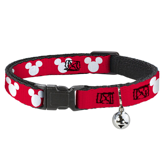 Breakaway Cat Collar with Bell - Mickey Mouse Ears Icon Red/White